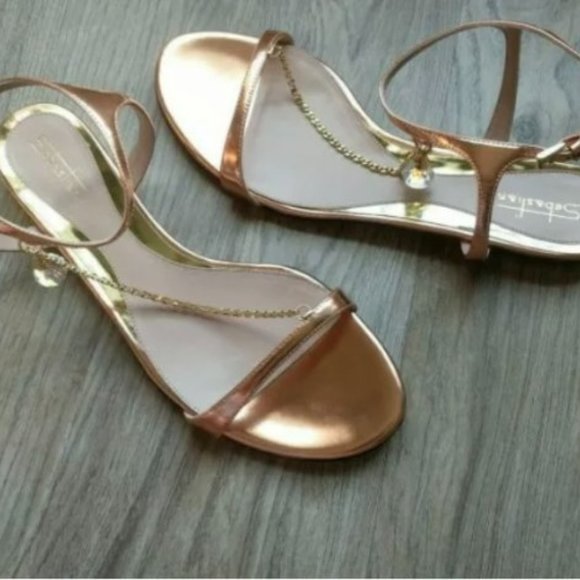 Rose gold luxury Italian leather sandals, Euro size 39, US size 7.5 - 8.5, LIKE - Picture 3 of 7